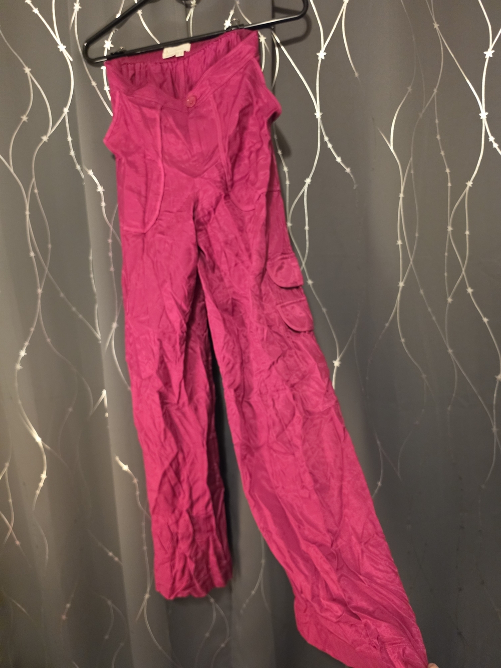 Anthropologie Magenta Cargo-Style Wide Leg Pants